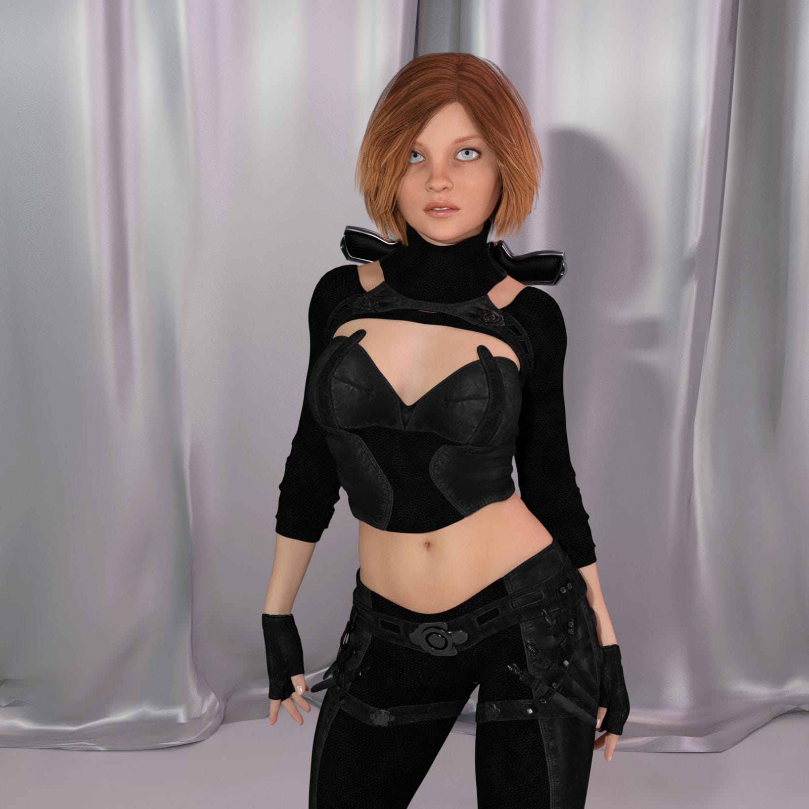 Rendered image of a girl in an assassin outfit.